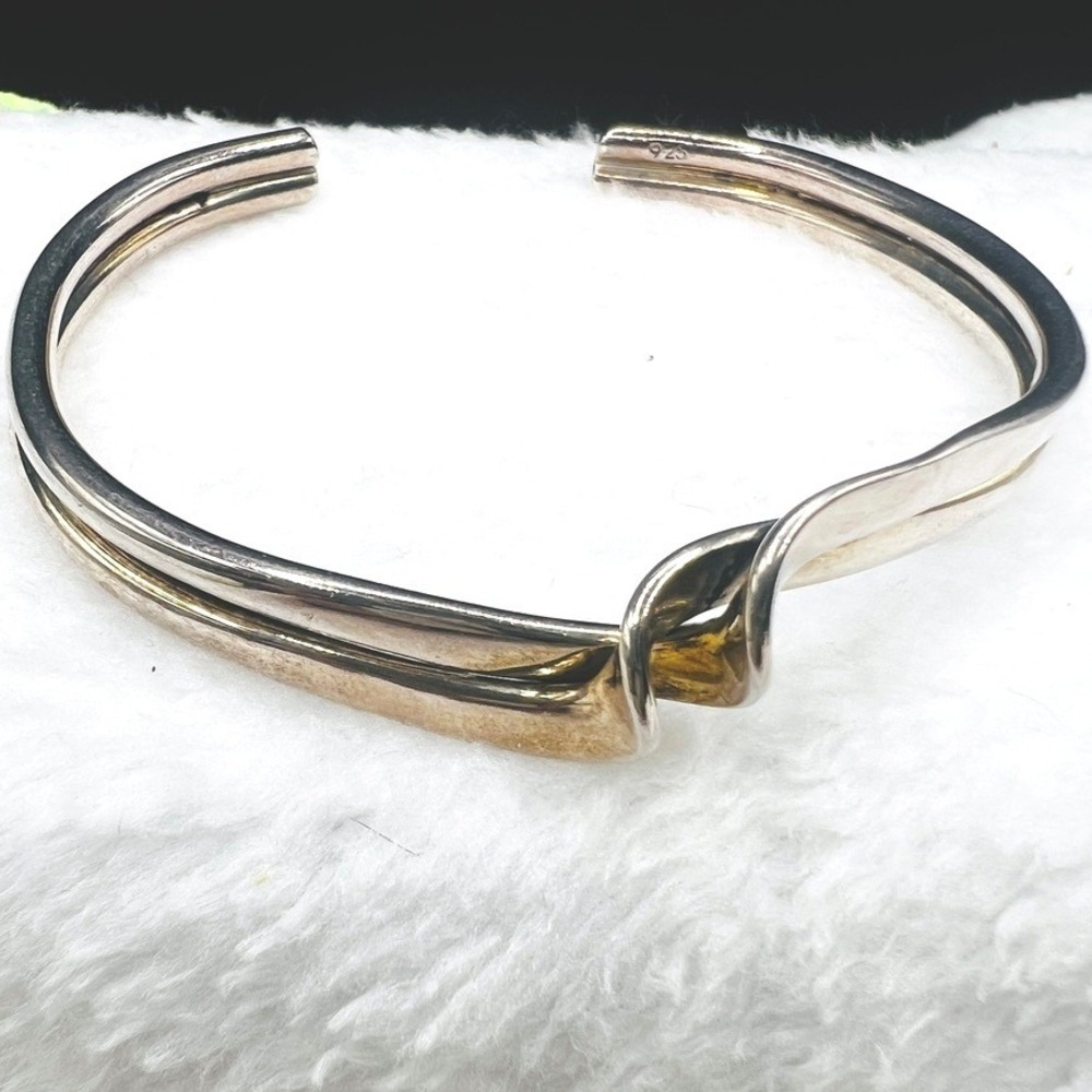 Vintage Sterling Silver Wave Bracelet Double Twist Swirl Modernist Unisex Sz 6.5
